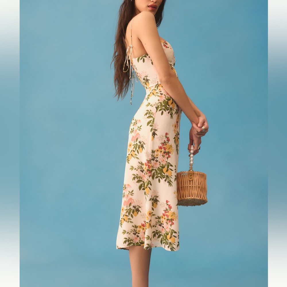 Reformation Cream Floral Spaghetti-Strap Maxi Dress - Picture 5 of 8